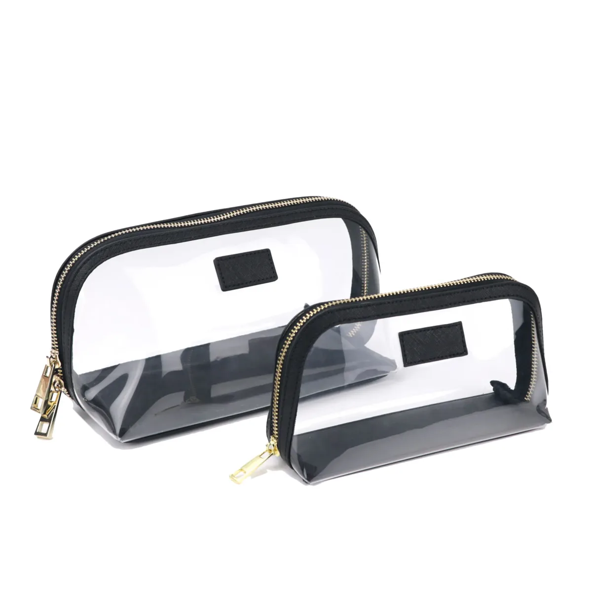 ensemble de sacs à cosmétiques de voyage en cuir véritable personnalisé, sac de rangement étanche pour pinceaux de maquillage, sac à cosmétiques portable transparent en pvc tpu