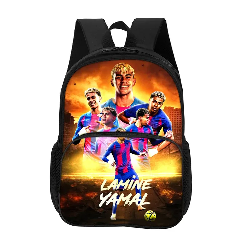 sac à dos de voyage grande capacité l-lamin yamal pour étudiants et enfants, sac d'école de football avec poche avant, sac à dos de sport et cartable