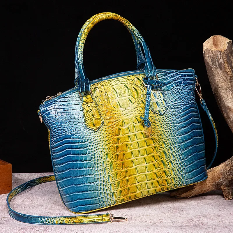 sac à bandoulière en cuir gaufré croco grande capacité, sac à main de luxe ombré pour femme, sac de voyage, cadeau