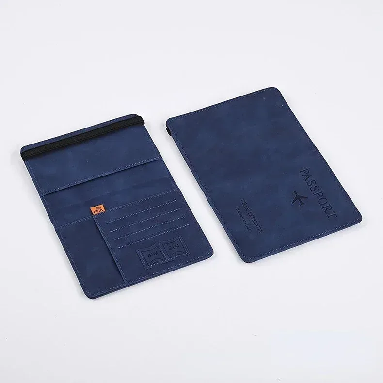 couverture de passeport en cuir à bande élastique, pour cartes, porte-passeport de voyage, portefeuille, étui organisateur de documents pour hommes et femmes