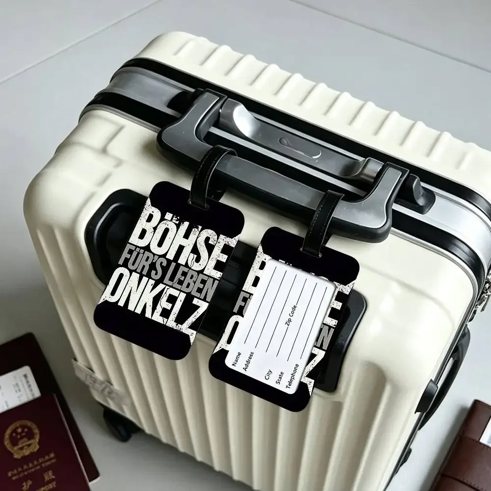étiquette d'identification de bagage anti-perte en pvc hot band b-bohse o-onkelz, porte-carte d'information amovible, étiquette de bagage de voyage