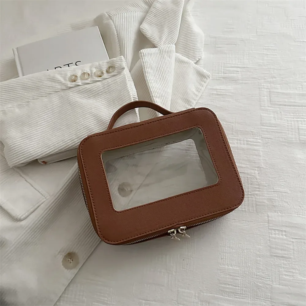 sac de voyage transparent portable en pvc, trousse de maquillage à poignée, grande capacité, petit sac carré, sac à main