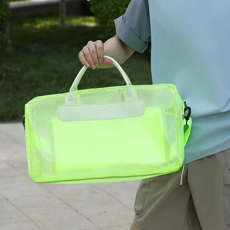 sac de rangement pour équipement de natation, avec compartiment séparé pour les articles secs et humides, sac de sport tendance pour les activités de remise en forme en eau chaude, sac de plage transparent et résistant pour les étudiants.