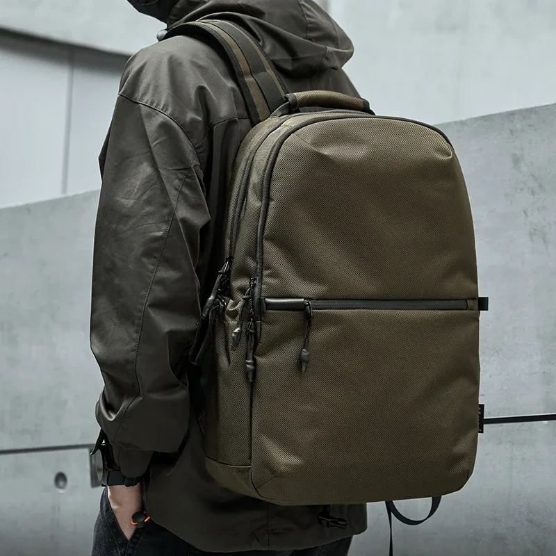 style simple étanche grande capacité hommes voyage sac à dos noir marron extérieur sac à dos 16 pouces ordinateur portable adolescents sac d'école