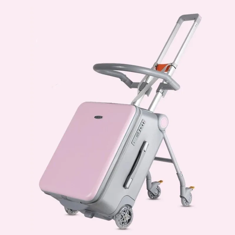valise avec siège pour enfant, poussette de voyage 2 en 1, bagage à roulettes multifonctionnel, valise à roulettes de 20 pouces pour enfant