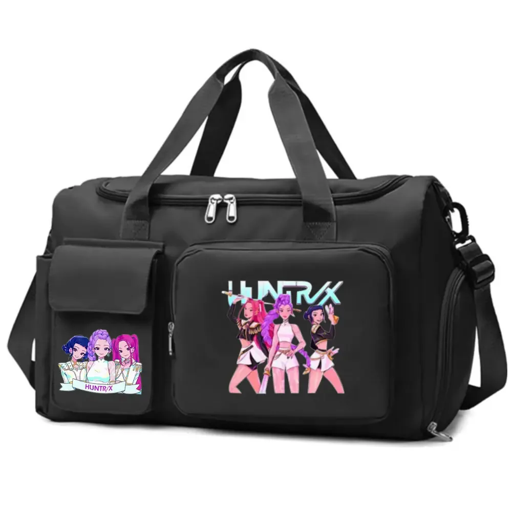 kpop demon hunters – bagage à main de grande capacité pour filles et garçons, sac de sport et de fitness avec séparation sec-humide, sac de voyage pour courtes distances