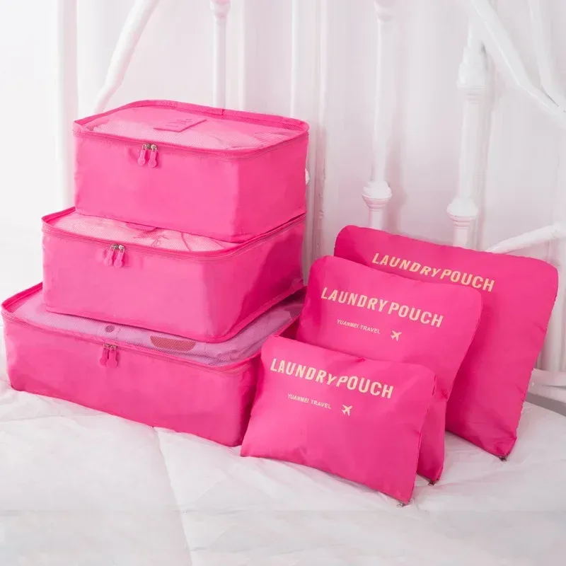 sac de rangement de voyage pour vêtements, ensemble de 6 pièces, pour garde-robe, valise en poudre, étui pour chaussures, cube d'emballage