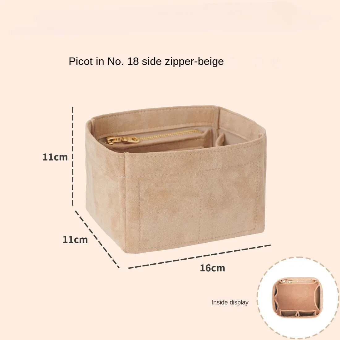 convient pour h picotin 18 22 sac à main de rangement robee moelleux insérer organisateur pour sac à main de luxe sac cosmétique organisateur voyage maman sac
