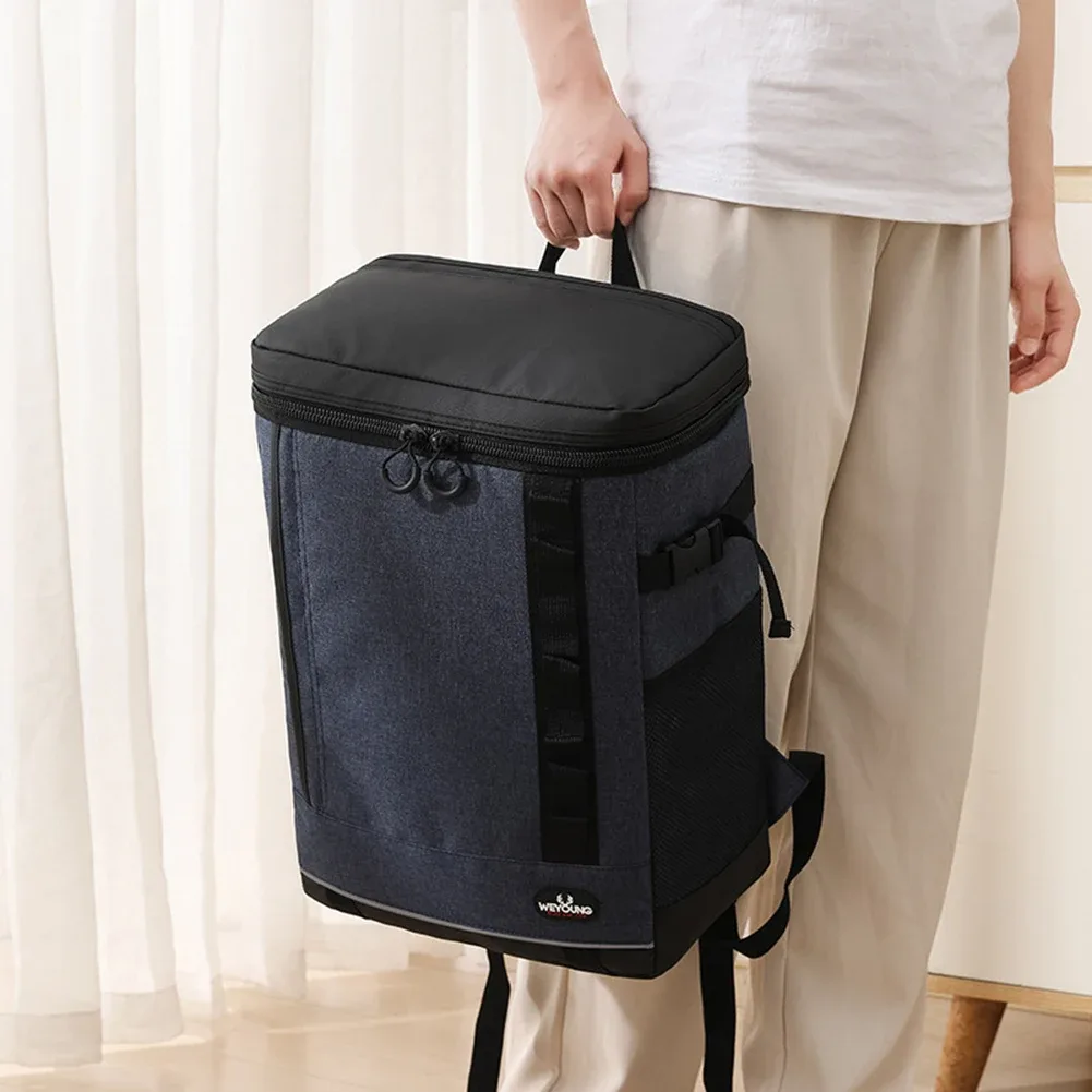 grand sac à dos isotherme pour pique-nique, sac isotherme thermique, sac à bière de plage, sac à fermeture éclair, sacs à bento à clics de camping, 24l