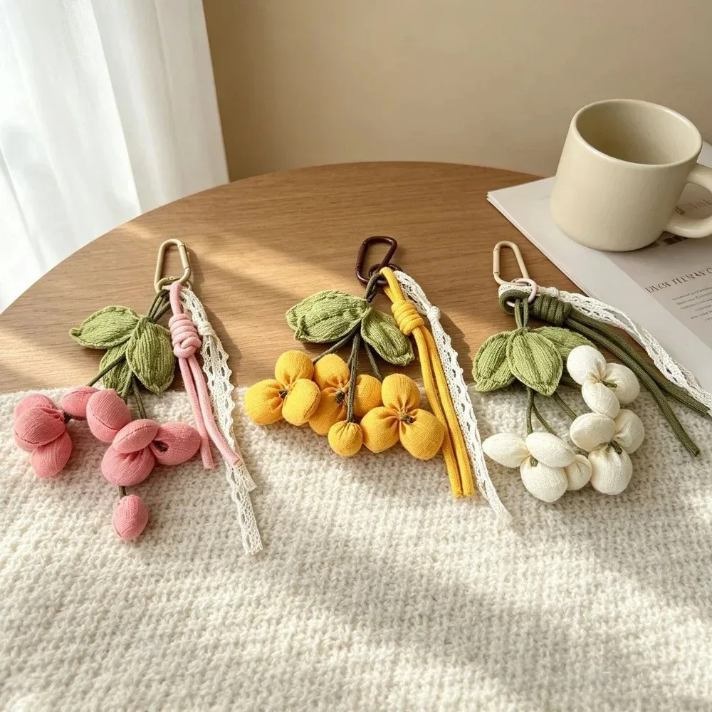 breloque de sac en tissu en forme de fleur, ruban en dentelle, pince à bouquet, accessoire pour sacs à main, sacs cabas, sacs à dos, cadeau mignon pour femmes, décoration quotidienne.