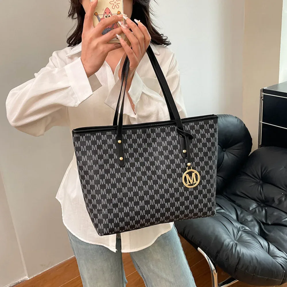 sac à bandoulière polyvalent de grande capacité avec imprimé lettres, sac à main de luxe de marque tendance rétro, sac fourre-tout pour les navetteurs