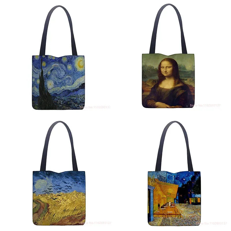 sac fourre-tout van gogh pour femme, peinture à l'huile, sac de voyage, sac à soupe portable, sac à main pliable pour femme, haute qualité, art rétro, mode, nouveau