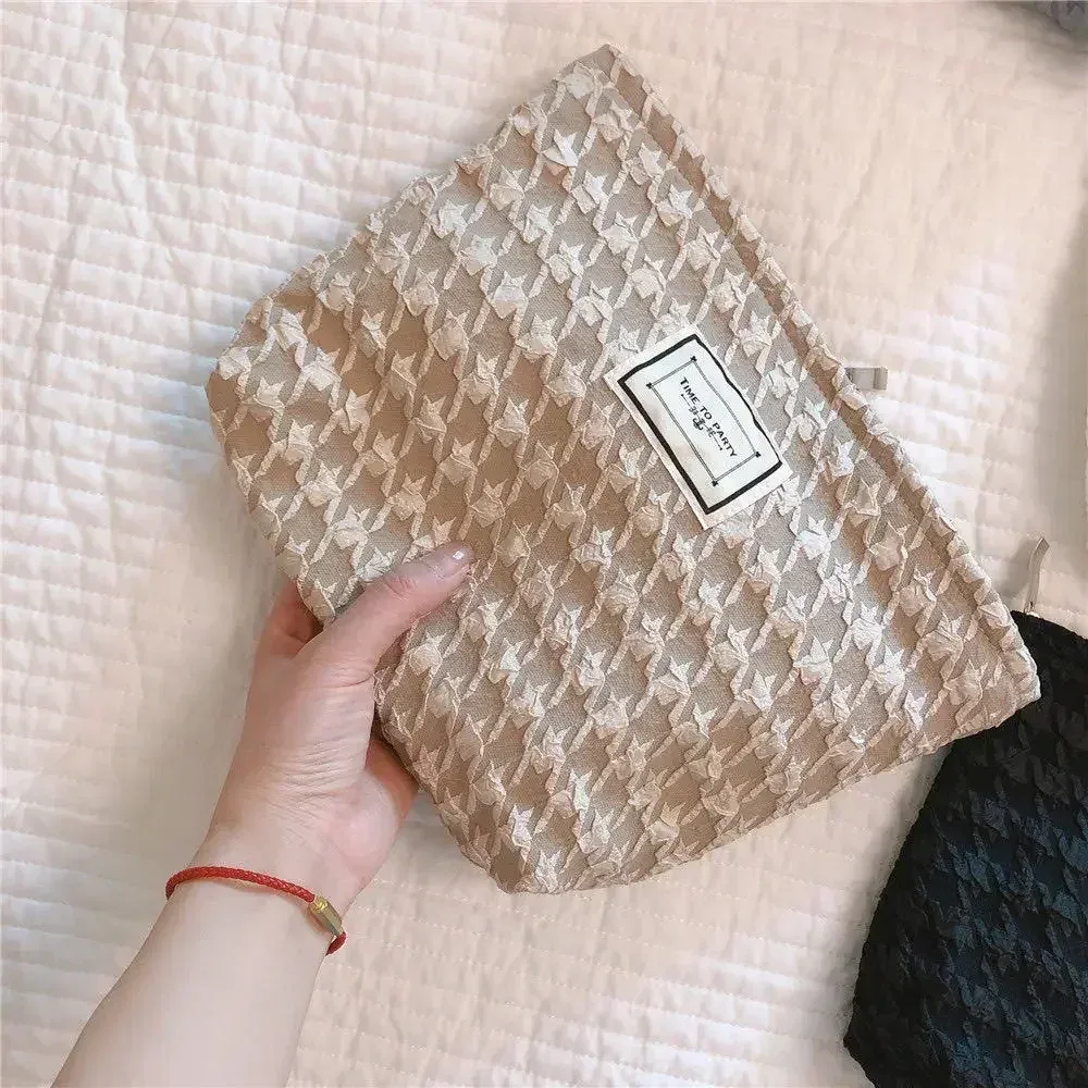 trousse de maquillage florale en toile pour femme, grands sacs à cosmétiques, poudres, grande capacité, sacs de rangement de voyage, pochette simple pour femme