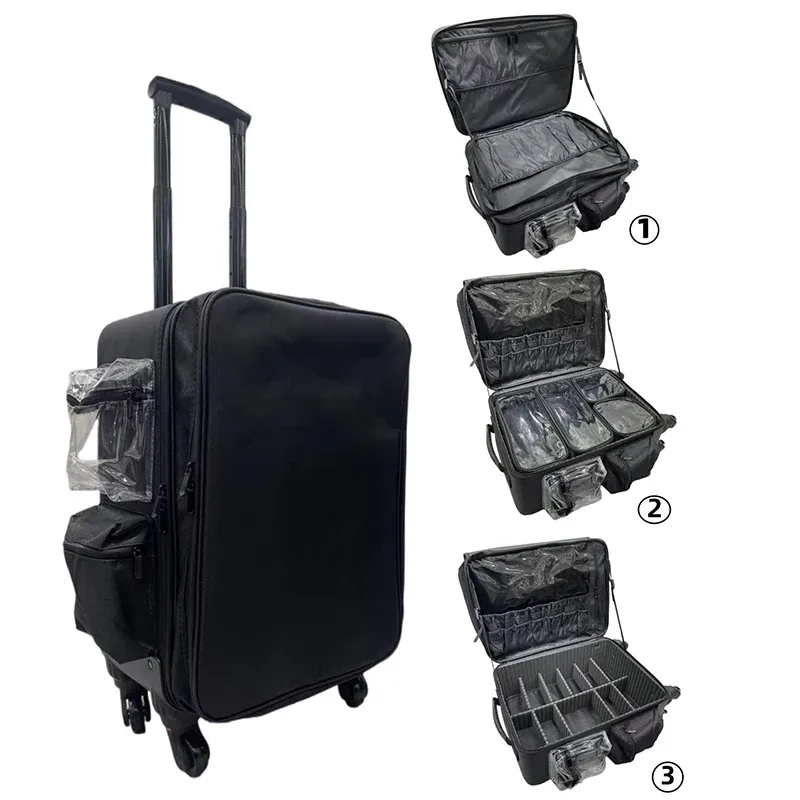 mallette de maquillage professionnelle chariot étui à cosmétiques bagages roulants valise de voyage organisateur de maquillage sacs à roulettes avec roues