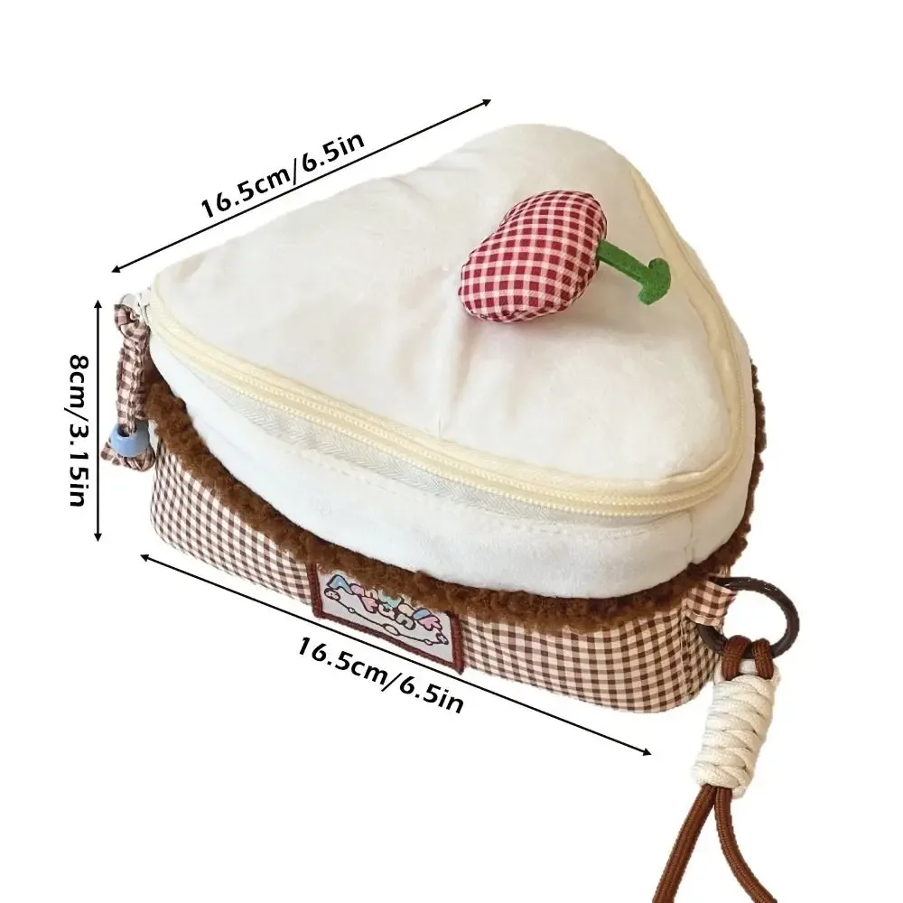 sac de maquillage multifonctionnel en cerise, grande capacité, design à rabat, trousse de toilette, sac à appareil photo triangulaire, voyage