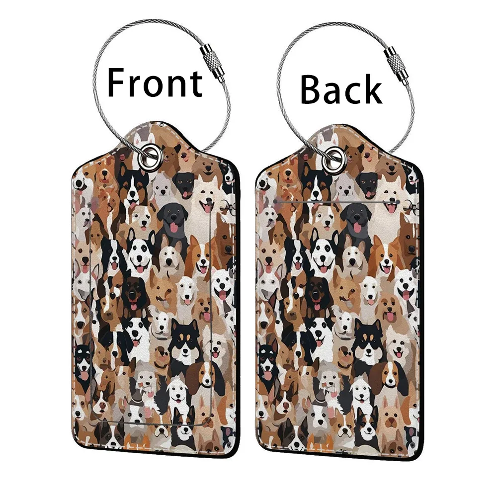 offre spéciale mignon chien en cuir affaires étiquette de bagage valise adresse étiquette bagages embarquement étui étiquette nom id adresse clip