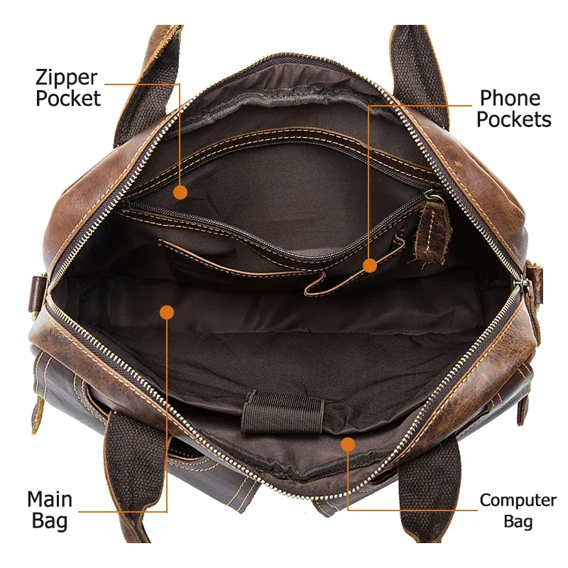 westal-sac en cuir véritable pour hommes, étuis à bombes, sac pour ordinateur portable, fourre-tout pour documents, sacs de bureau pour hommes, sacs de messager, 8002