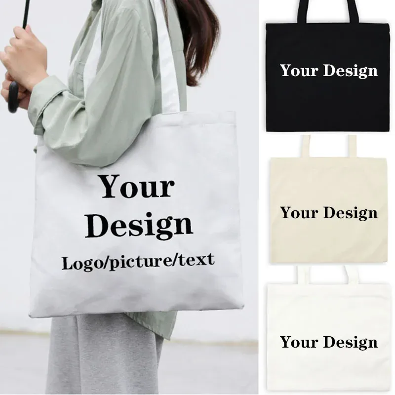 sac fourre-tout personnalisé ajoutez votre texte/logo/image sacs à provisions de conception originale sac à main avec fermeture éclair sacs en toile de mode pour femmes