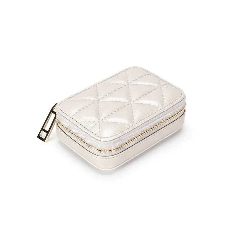 organisateur voyage cuir vache motif rayé blanc noir rose bleu carré zip décontracté cosmétiques maquillage