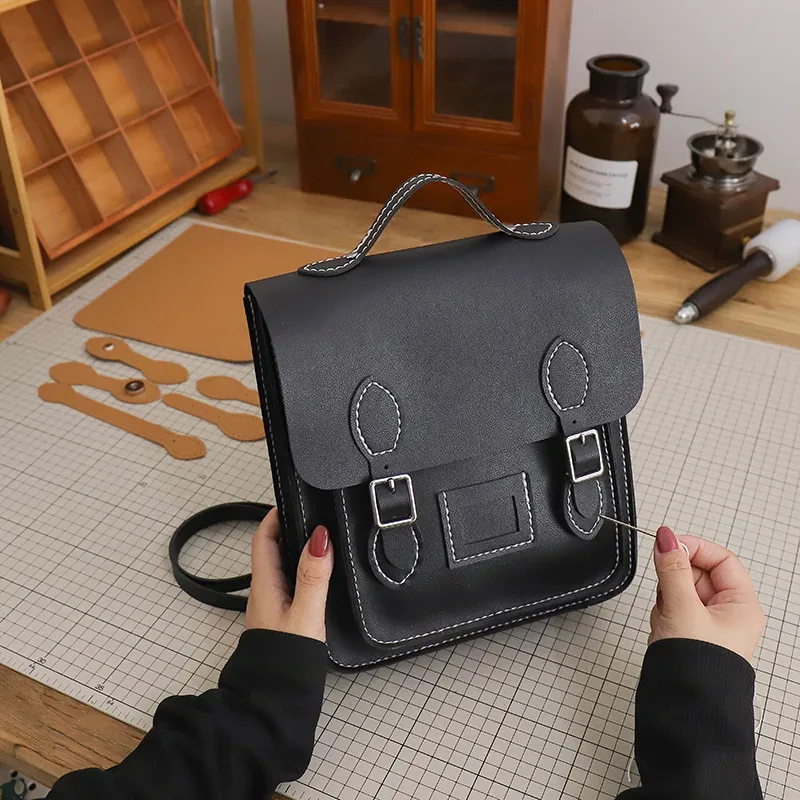 sac à dos rétro fait à la main, sacoche cousue à la main, matériel de bricolage personnalisé, sac tissé cambridge de grande capacité