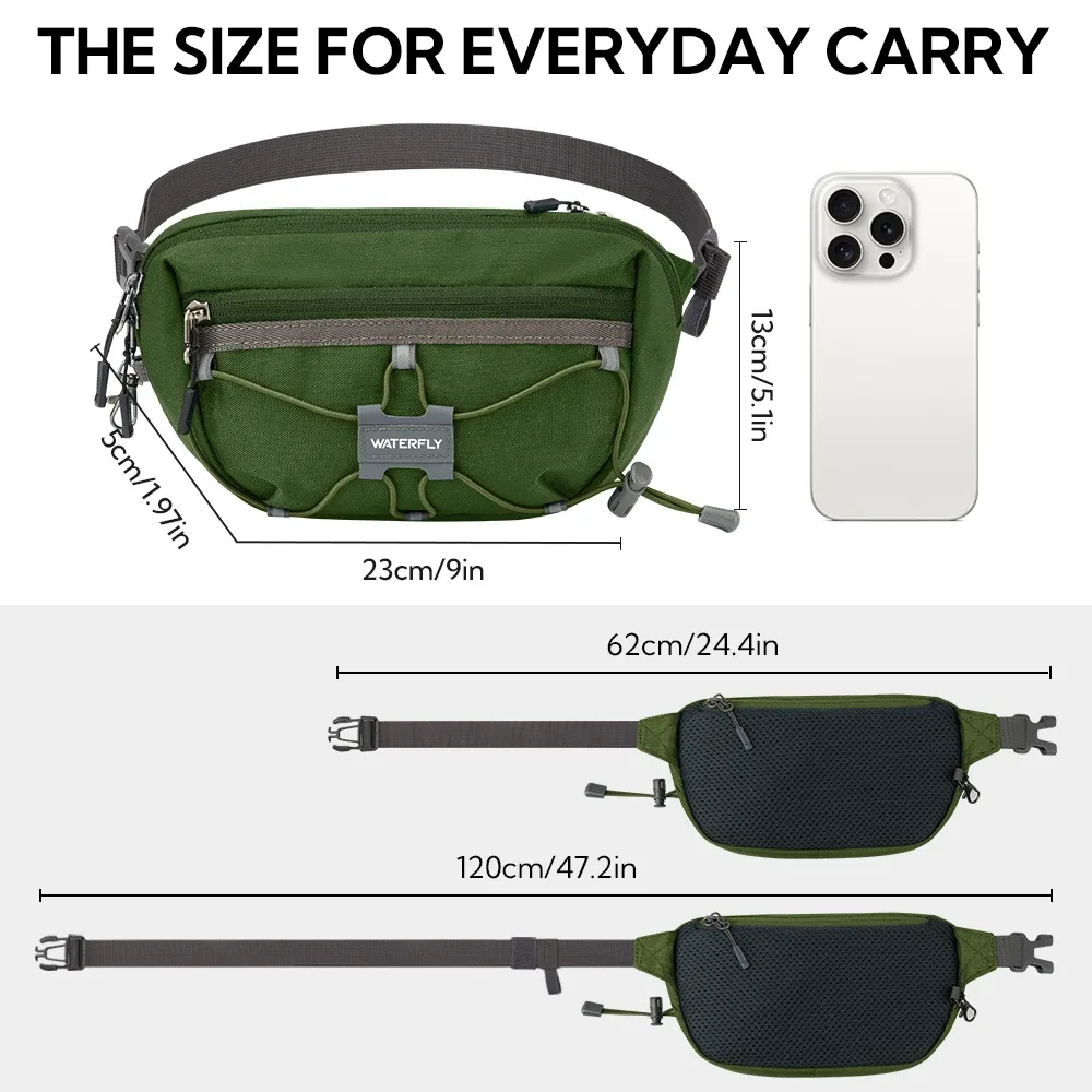 sac banane léger waterfly 1,5 l : blocage rfid, antivol, sac à bandoulière résistant à l'eau pour voyage, edc