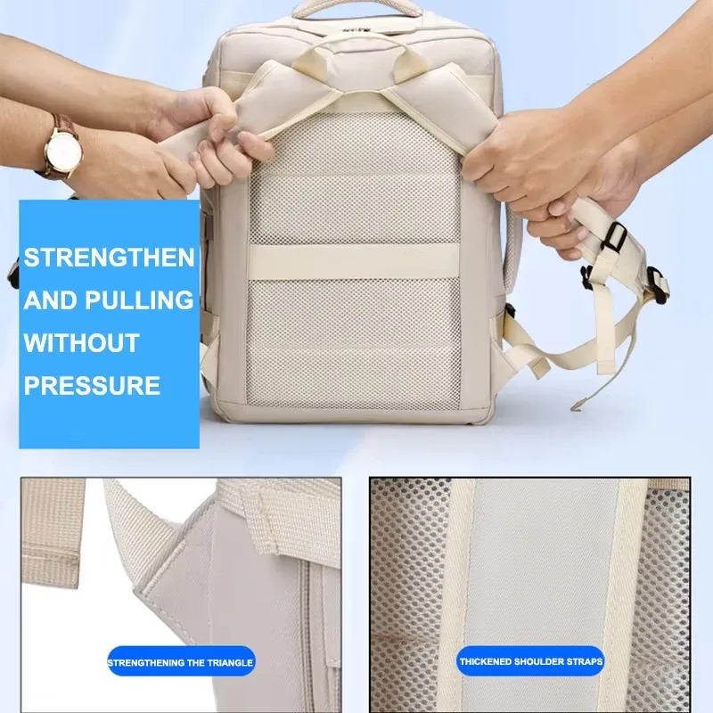 sac dos nylon beige clair poignées souple compartiments organisation voyage femmes usage courte séjour escapade