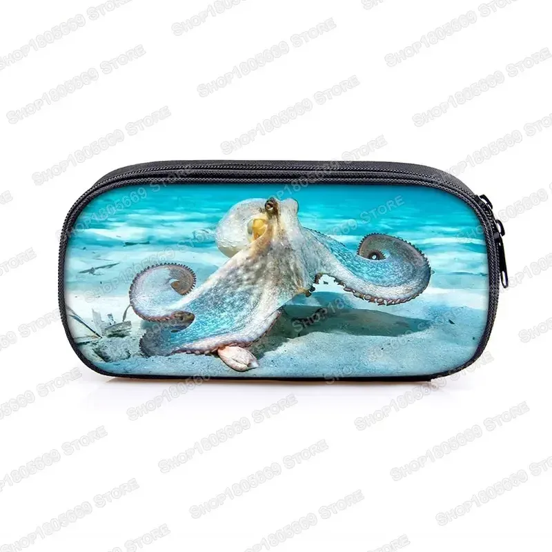 trousse à cosmétiques, animal de mer, tortue, baleine, requin, dauphin, poulpe, trousse d'école pour filles, boîte à crayons, sacs de papeterie mignons, cadeau