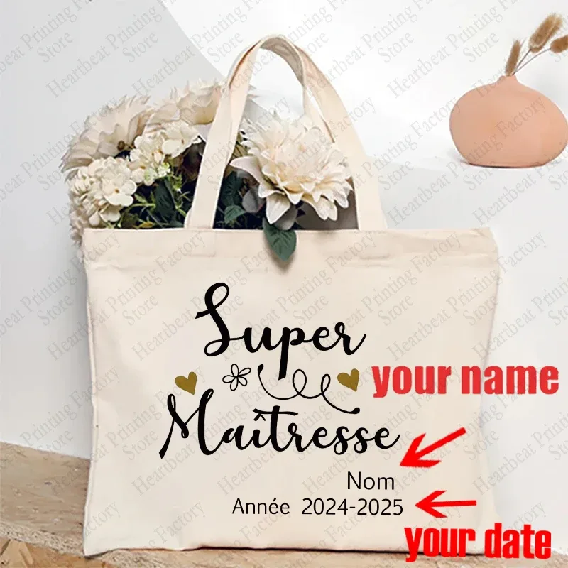 sac fourre-tout d'appréciation floral personnalisé pour enseignants avec nom personnalisé - sac à bandoulière cadeau éducatifs cadeaux de fin de l'année scolaire