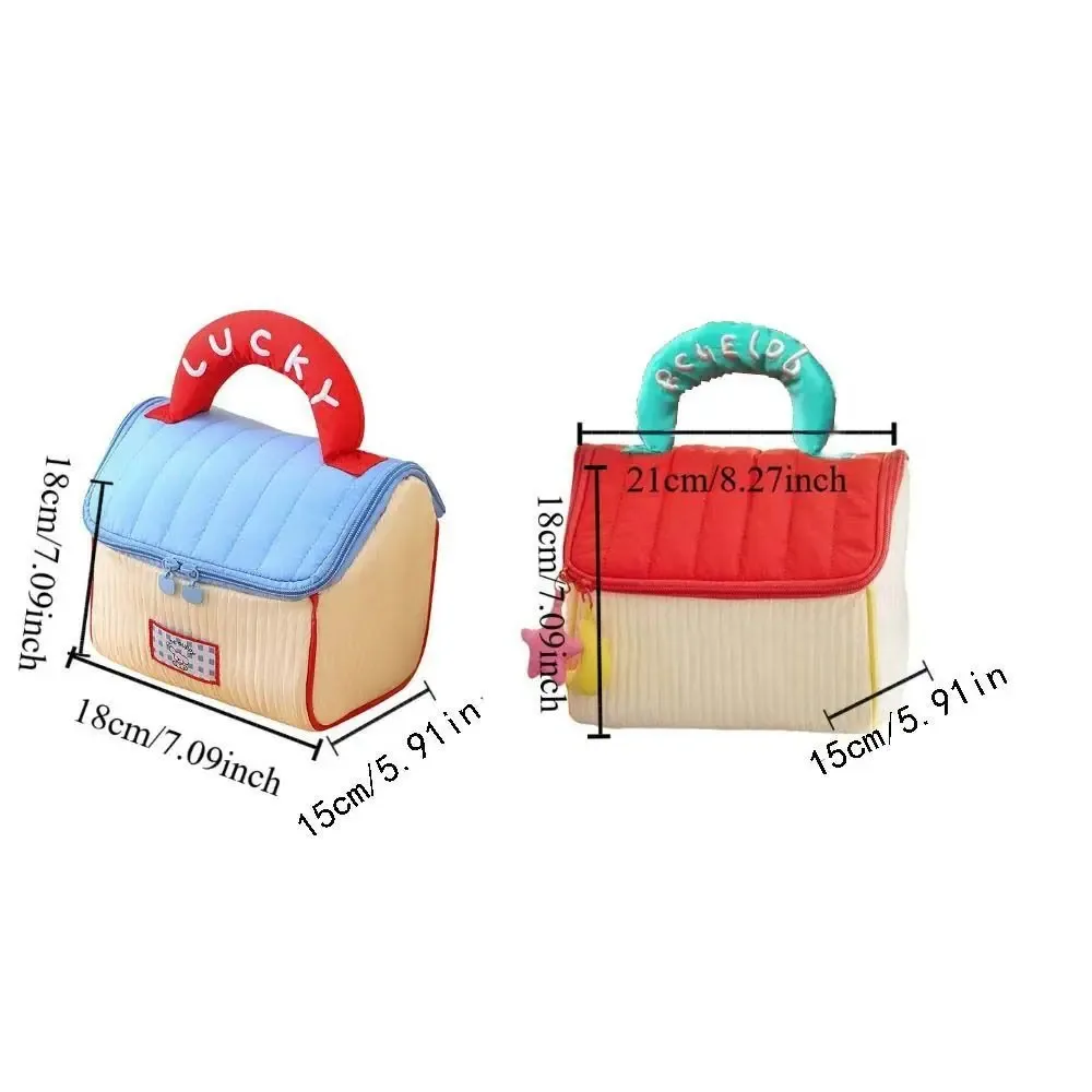 grande capacité, jolie trousse de maquillage en forme de cabane, étui à cosmétiques kawaii portable, sac de rangement carré à fermeture éclair pour voyage.