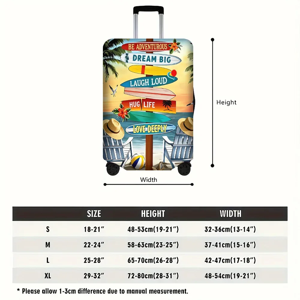housse valise polyester motif plage soleil palmiers chaises longues surf messages positifs voyage protection