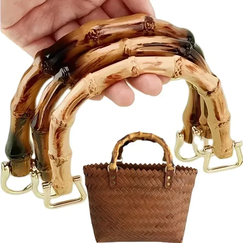 poignées de sac à main en bambou naturel, 1/2 pièces, poignée en forme de d, cadre de sac à main, bricolage artisanal, accessoires de sac tissé, poignée de remplacement