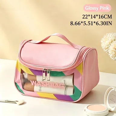 sac cosmétique transparent de grande capacité, extensible en trois dimensions, imperméable, sac de rangement pour cosmétiques en pvc portable pour les voyages