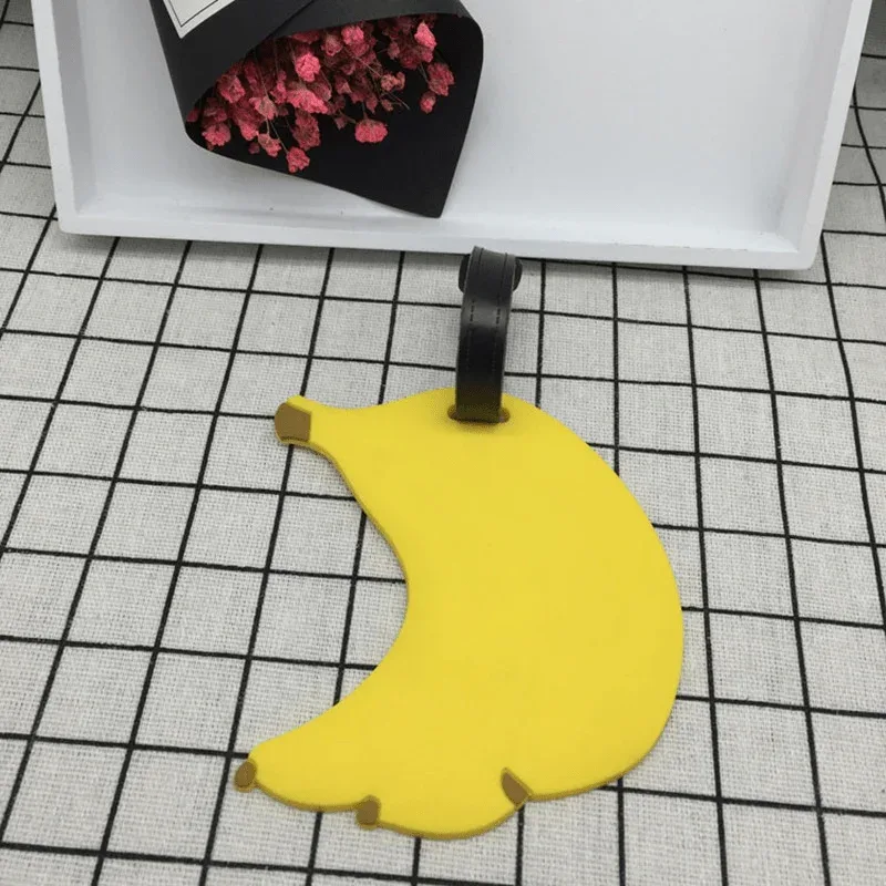 étiquette de bagage en silicone de dessin animé de fruits pour femmes/hommes, porte-adresse d'identification de valise, étiquette d'embarquement, accessoires de voyage portables