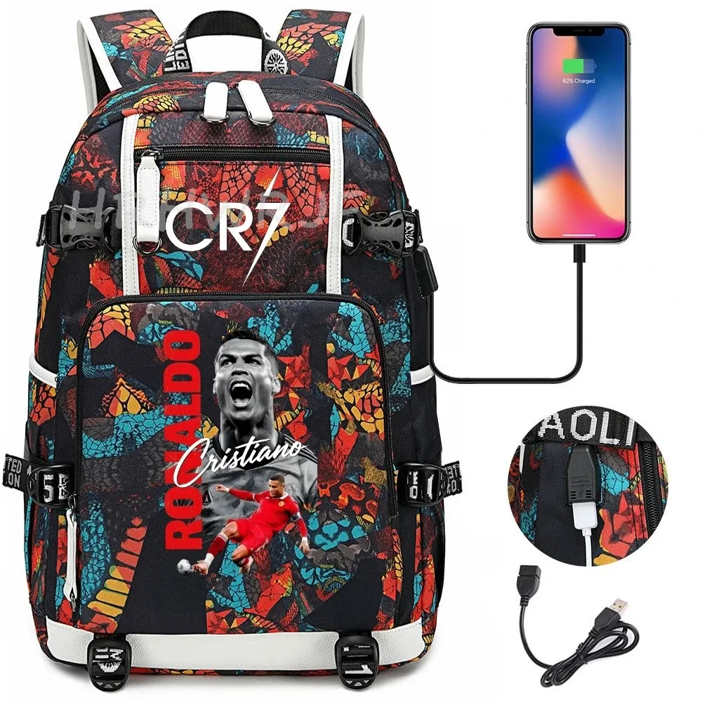 sac à dos camouflage cr7 avec usb, sac d'école pour filles et garçons du secondaire, pour adolescents, simple, multi-poches, capacité de voyage, sac à dos de randonnée pour hommes