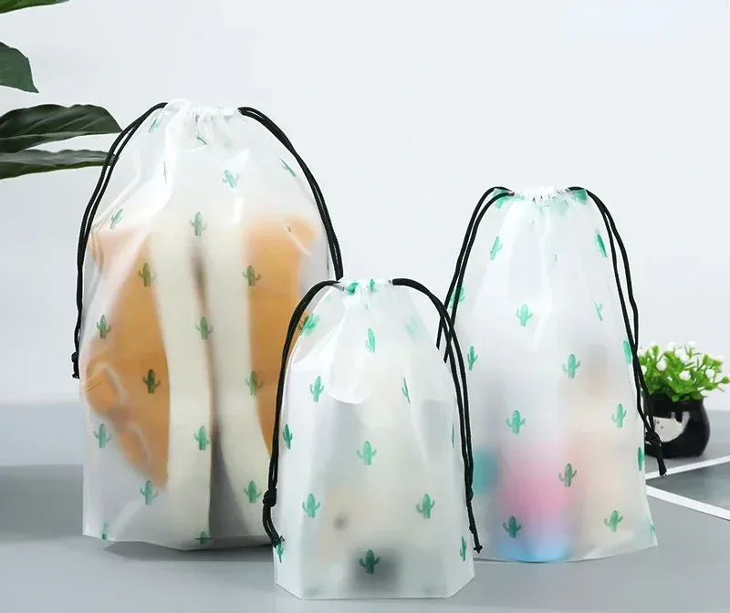 sac à cosmétiques transparent en pvc avec cordon de serrage, 1 pièce, trousse de maquillage transparente pour filles, trousse de beauté portable étanche, trousse de toilette de voyage