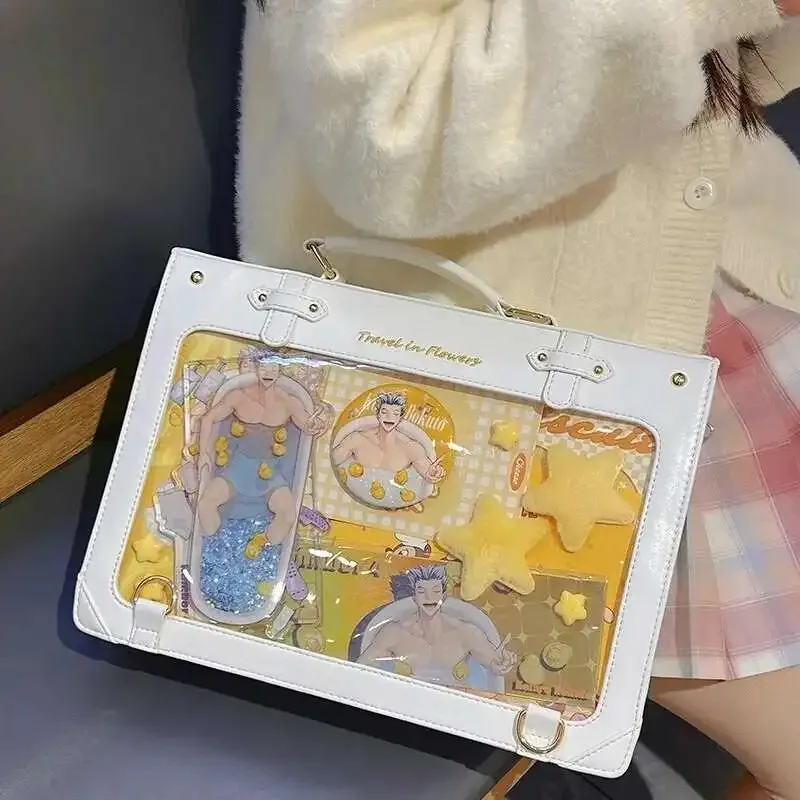 y2k style preppy grande capacité ita sac à dos lolita fille transparent mode bricolage affichage sac à bandoulière sac à bandoulière mignon sac à main