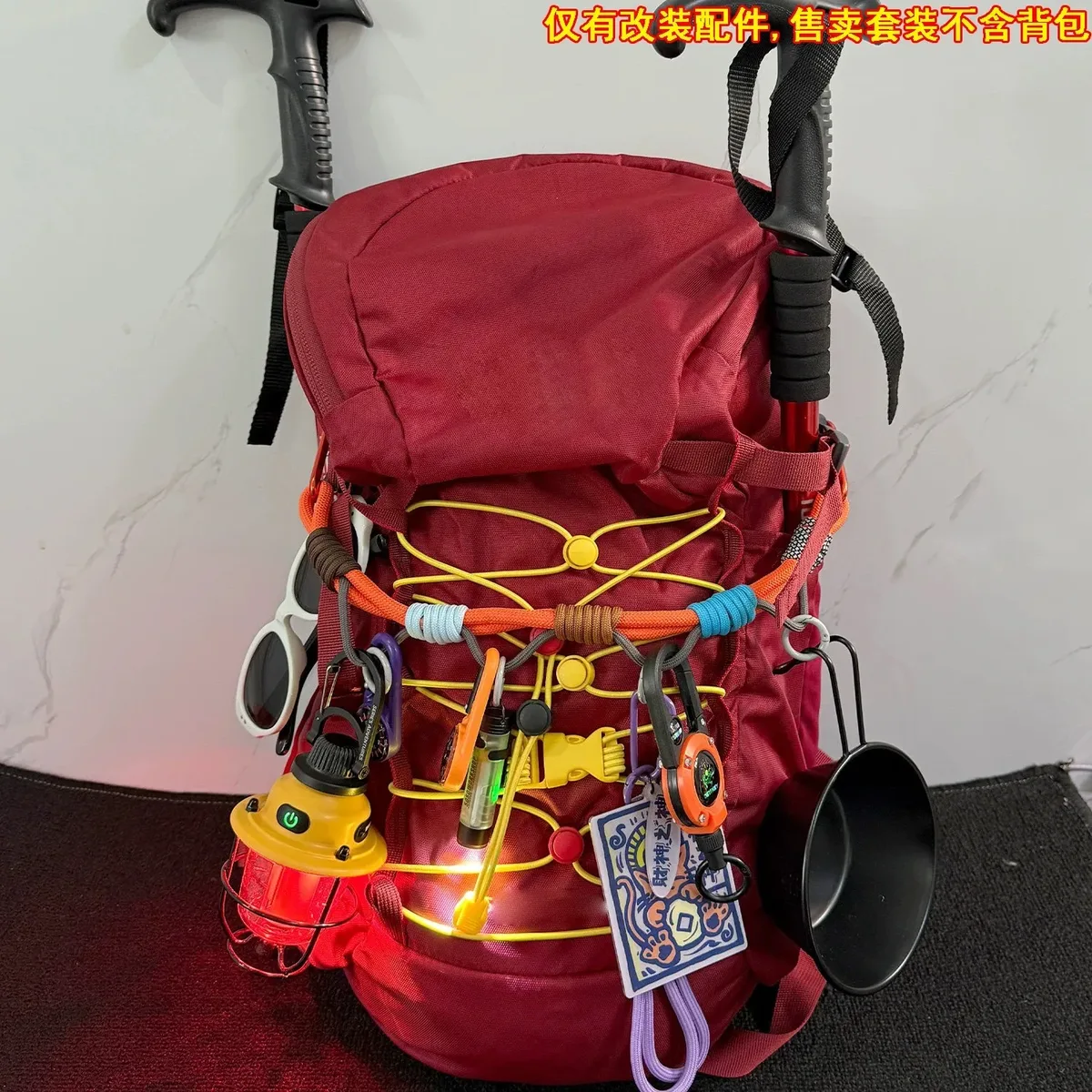 sangle sac nylon plissée anneaux métalliques motifs couleurs vivaces accessoire modification sac dos utilisation voyage