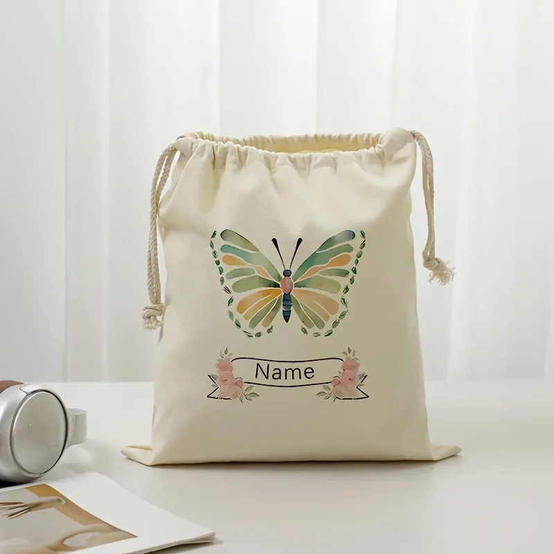Sac de rangement personnalisé en aquarelle avec motif papillon, organiseur de voyage avec nom personnalisé, pour outils de beauté, bijoux, cadeau parfait pour un mariage ou une cérémonie nuptiale