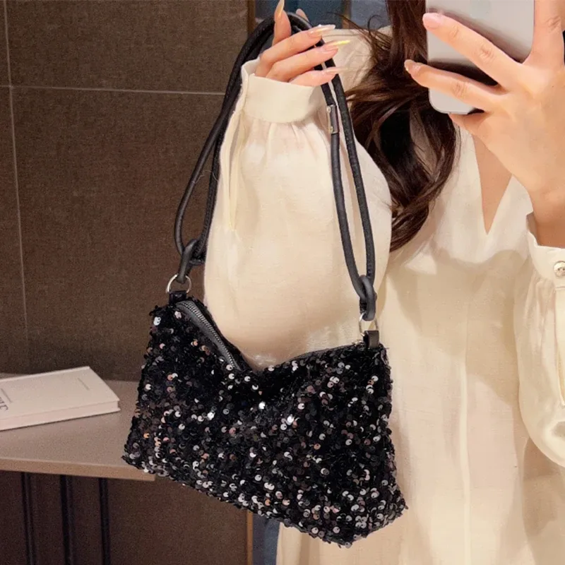 sac à main tendance et populaire pour femmes, de style coréen, orné de paillettes - petit sac polyvalent à porter à l'épaule