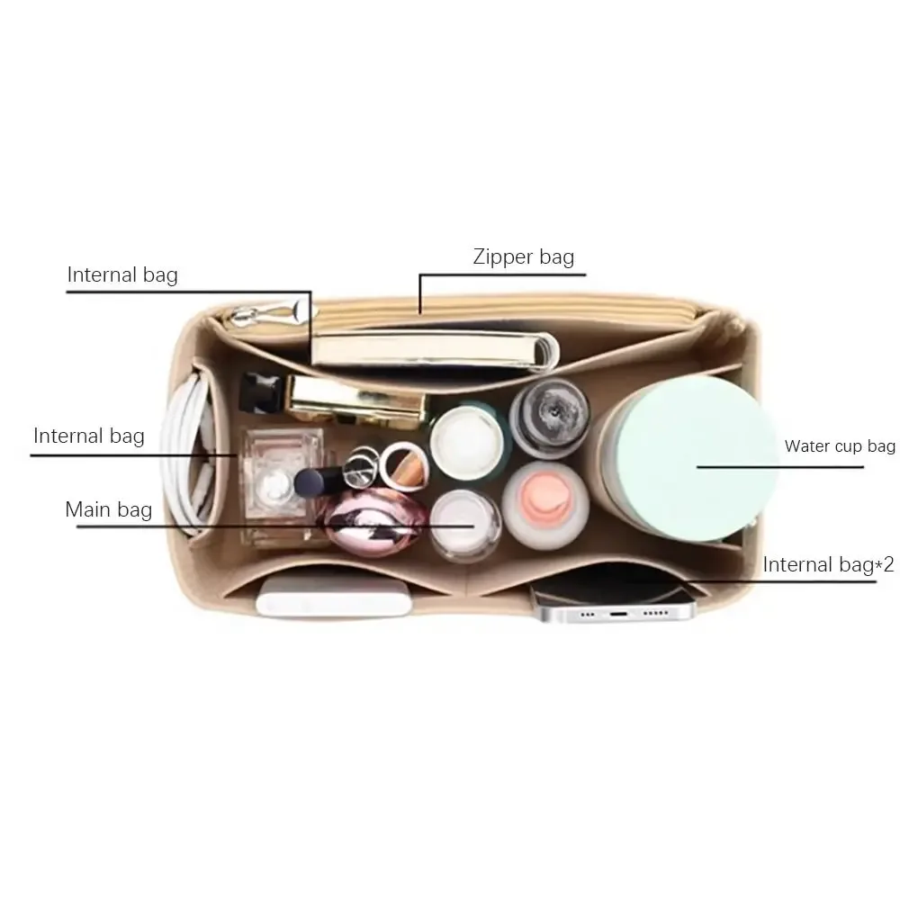 sac à main en feutre simple, sac d'insertion, support de sac, sac interne multi-poches, sac portable de voyage, organisateur pour birkin25/30/35