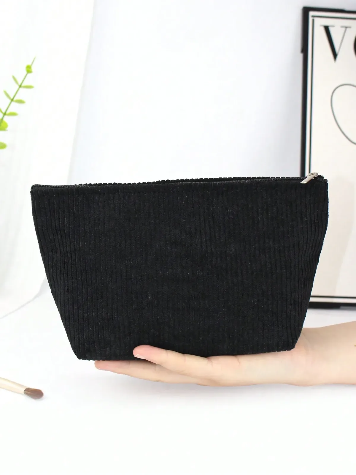 nouveau sac de maquillage octogonal en velours côtelé pour femmes, sac de rangement portable de grande capacité, trousse de toilette de voyage ms04