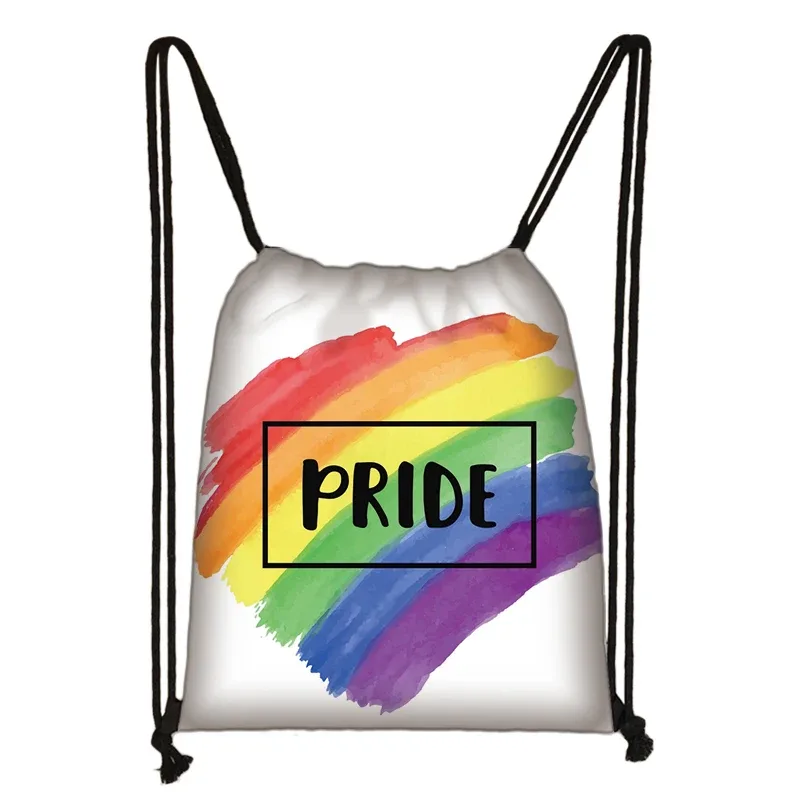 sac à dos à motif de cœur arc-en-ciel lgbt, sacs à cordon de proximité pour les zones de voyage, sac de rangement arc-en-ciel, mode thon, lesbienne et gay pride, cadeau