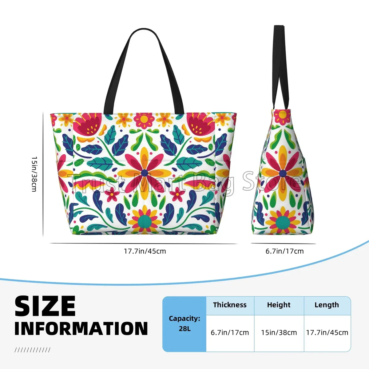 fourre-tout de plage imperméable à fleurs mexicaines pour femmes, sacs de piscine pour dames, sac de sport extra large, sac à main pour week-end, voyage, natation