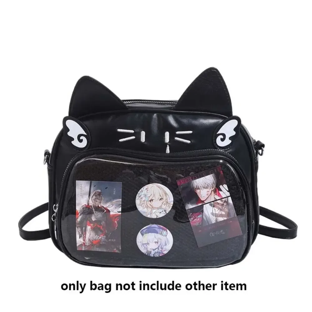 sac à fermeture éclair chat kawaii itabag, sac à beurre en coton, stockage de marchandise idole, sac de rangement de badge de poche transparente, sacs à dos en pu, mode
