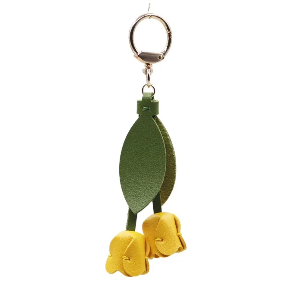 pendentif de sac tulipe en cuir pu, dopamine, frais, décoration de sac à dos, accessoires assortis, breloques de sac, lanière florale, cadeau
