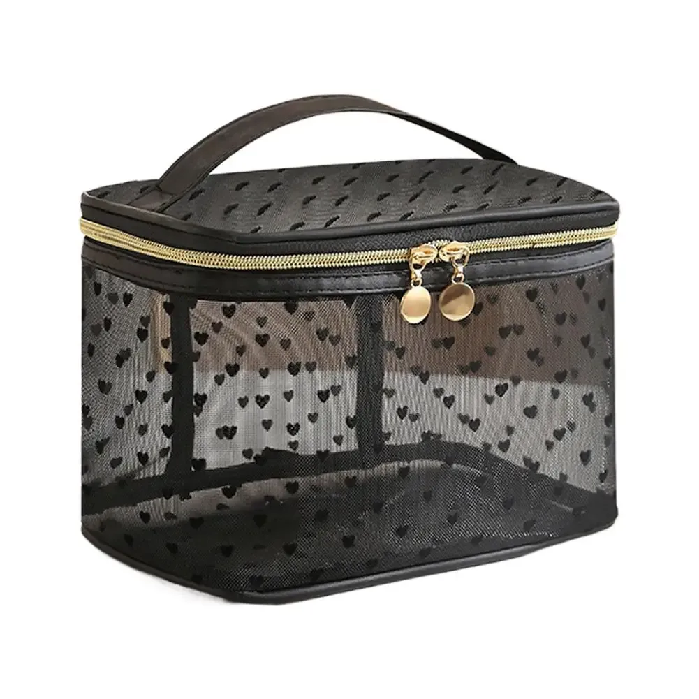 grande trousse de maquillage, organiseur de toilette de voyage, pochette cosmétique en maille, étui de rangement portable multifonctionnel pour femmes et filles