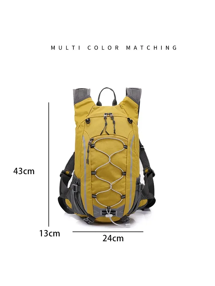sac dos nylon jaune vif accents gris poche latérale smartphone visibilité nocturne bandoulière arquée imperméable polyester poche intérieure fendue