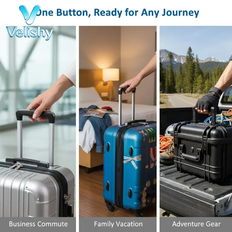 bouton poignée valise réparation matière plastique couleur noire accents métalliques argent usage voyage dépannage facile installation