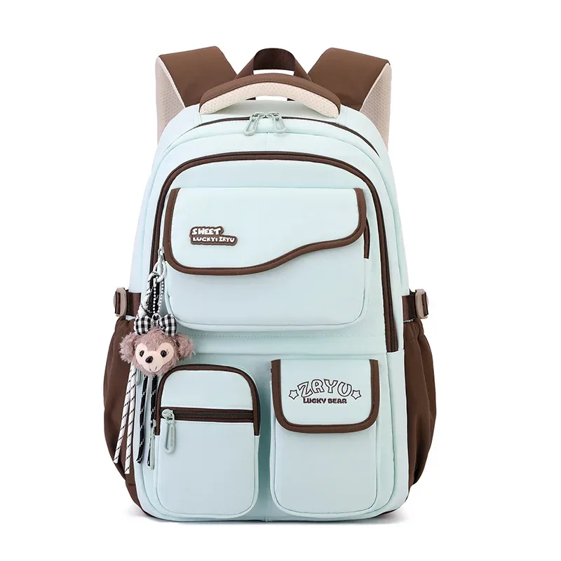 nouveau sac à dos léger et tendance grande capacité pour filles du primaire et du collège en nylon style frais et doux