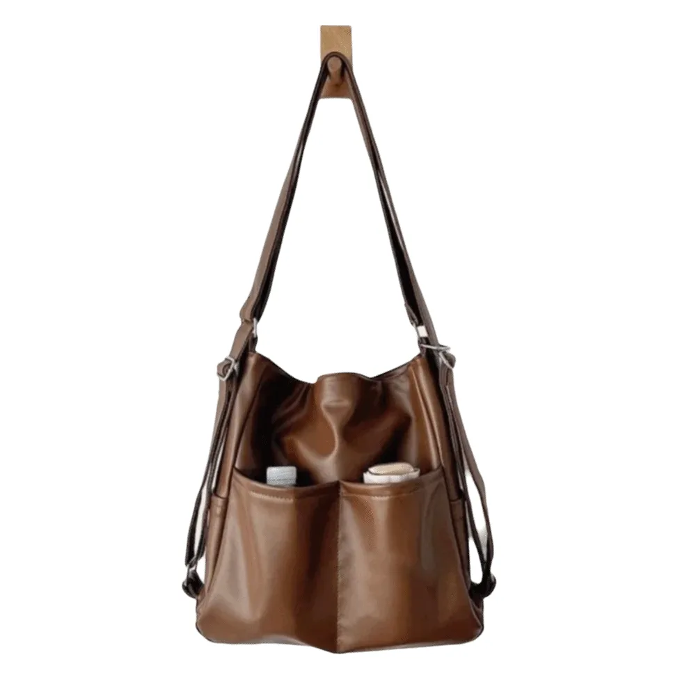 sac à dos de transport rétro portable de grande capacité, sac à bandoulière de voyage de couleur unie, sac à main décontracté pour étudiant